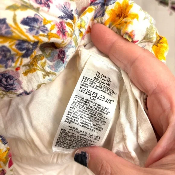 Old Navy Kids Floral Dress Yellow Sunflowers Cotton Spring Easter XL 14-16 - Picture 9 of 9